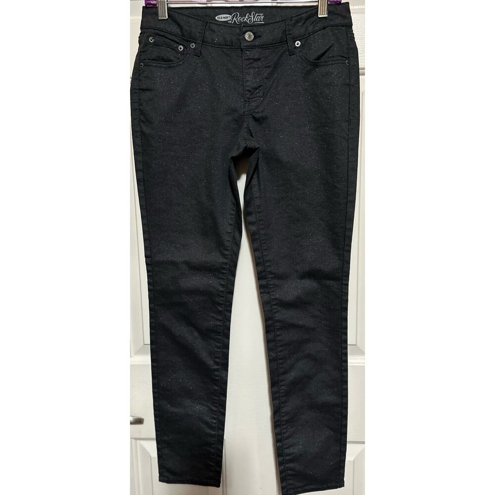 Old Navy Women's The Rock Star Gray Sparkle Mid Rise‎ Skinny Jeans Size 8